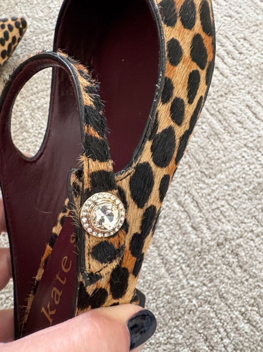 kate spade Leopard-Print Pointed Toe Slingback Flats - Tan & Black EUC 🍀 - Picture 10 of 13